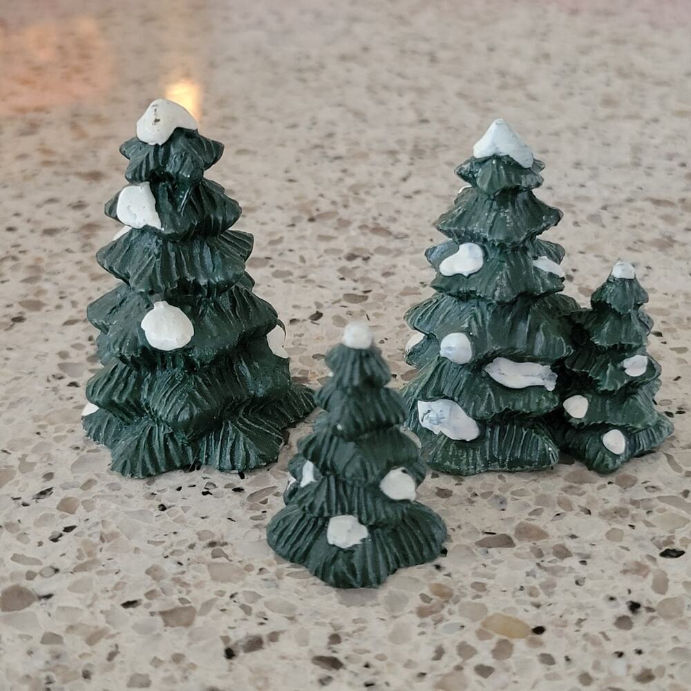 VTG 90s Victorian Village Collectibles Christmas Handpainted Ceramic TREES x3